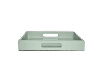 Soft Sage Green Tray with Handles: Coffee Table Ottoman Decor - Willow