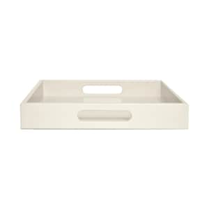 Off White Tray with Handles: Coffee Table Ottoman Decor - Bone