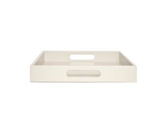 Handcrafted Bone White Wood Serving Tray with Handles: Many Sizes
