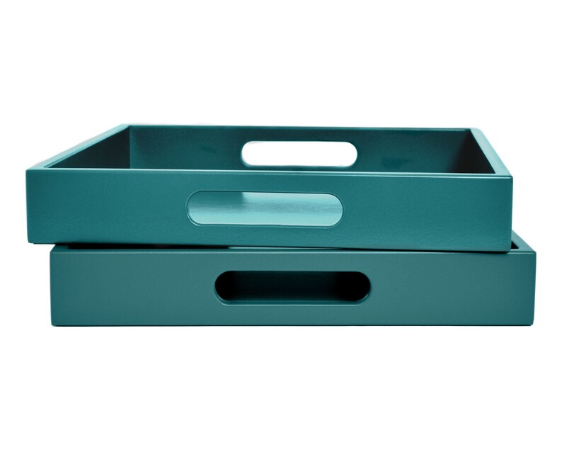Teal Serving Tray with Handles Decorative Coffee Table Tray Etsy