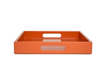 Orange Tray with Handles, Small to Extra Large Sizes for the Coffee Table and Ottoman