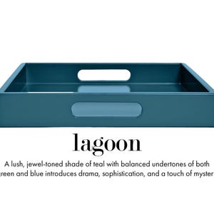 20 x 20 Square Ottoman Coffee Table Tray with Handles Lagoon