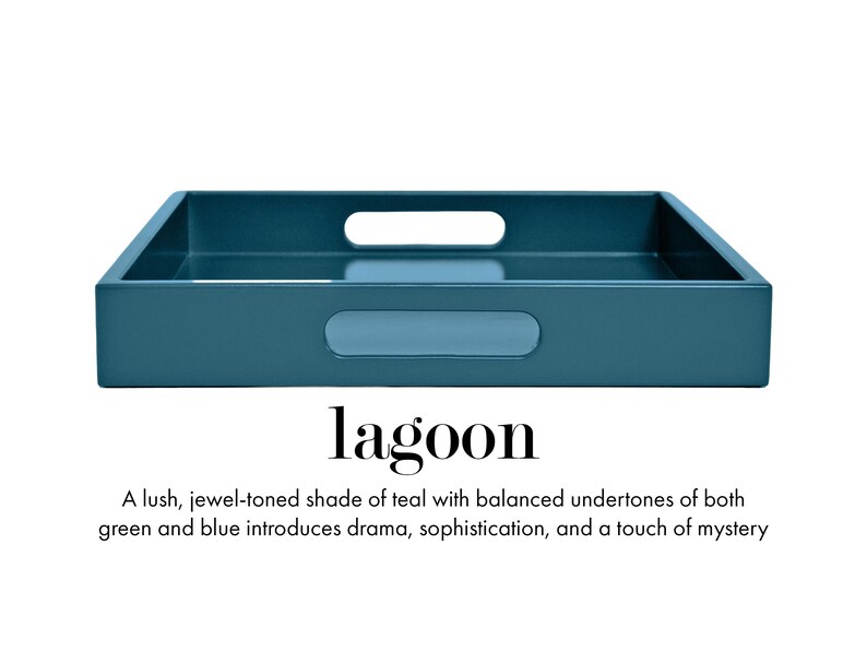 20 x 20 Square Ottoman Coffee Table Tray with Handles Lagoon