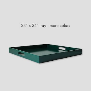 24 x 24 Large Square Tray with Handles, Decorative Coffee Table Ottoman Decor