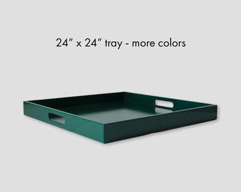 24 x 24 Large Square Tray with Handles, Decorative Coffee Table Ottoman Decor