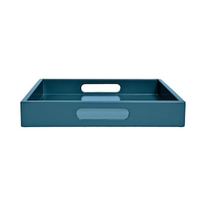 Teal Blue Tray with Handles: Coffee Table Ottoman Decor - Lagoon