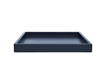 Dark Blue Ottoman Tray: Modern Lacquer Coffee Table Tray