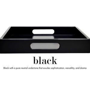 20 x 20 Square Ottoman Coffee Table Tray with Handles Black
