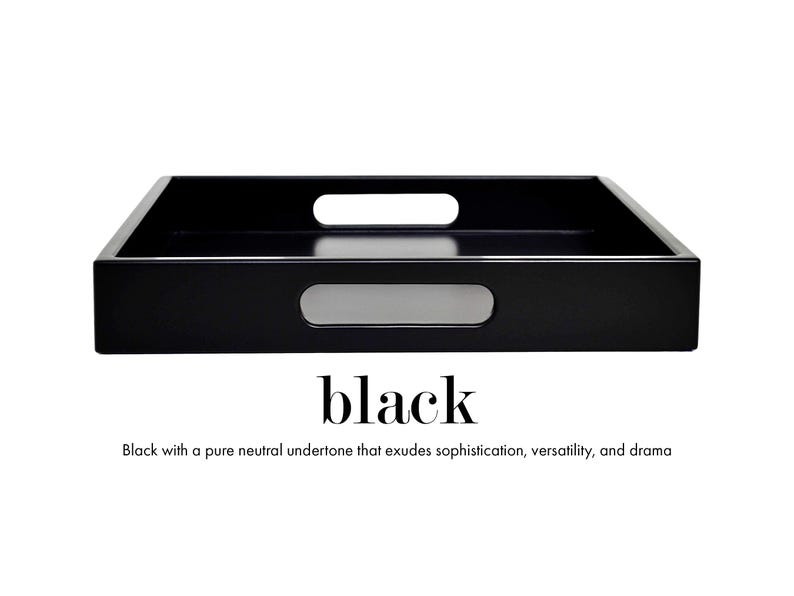 20 x 20 Square Ottoman Coffee Table Tray with Handles Black