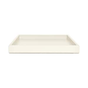 Off White Shallow Tray: Coffee Table Ottoman Decor - Bone