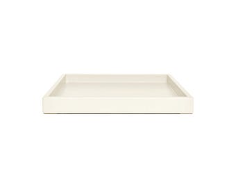 Off White Shallow Tray: Coffee Table Ottoman Decor - Bone