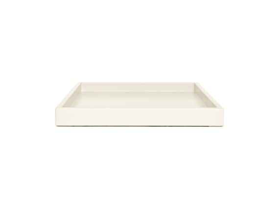 Off White Shallow Tray: Coffee Table Ottoman Decor - Bone