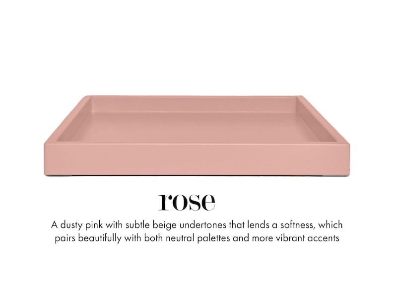 15 x 22 Shallow Rectangle Decorative Tray Rose