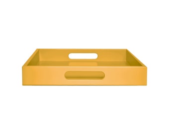 Saffron Mustard Yellow Tray with Handles, Small to Large Sizes for the Coffee Table and Ottoman
