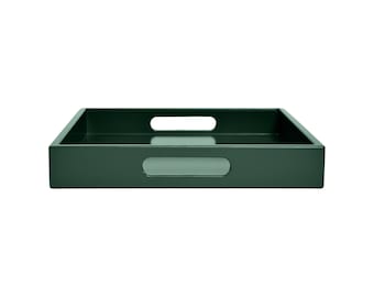 Dark Green Tray with Handles, Small to Extra Large Sizes for the Coffee Table and Ottoman