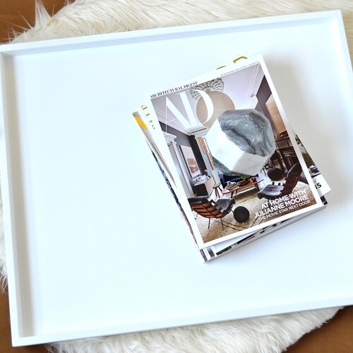 Large Ottoman Tray White Entryway Table Catchall Wood Etsy