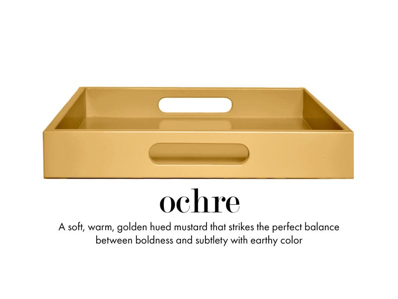 20 x 20 Square Ottoman Coffee Table Tray with Handles Ochre