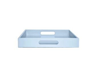 Ice Blue Tray with Handles: Coffee Table Ottoman Decor - Glacier