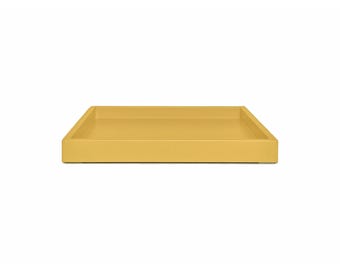 Soft Mustard Shallow Tray: Coffee Table Ottoman Decor - Ochre