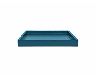 Teal Blue Shallow Tray: Coffee Table Ottoman Decor - Lagoon