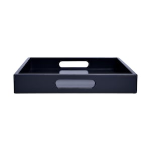 Navy Blue Tray with Handles: Modern Ottoman & Coffee Table Decor - Midnight