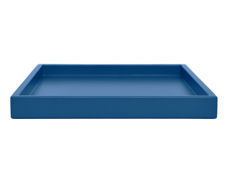 Blue Ottoman Coffee Table Tray Small to Extra Large Low Profile Modern Tray