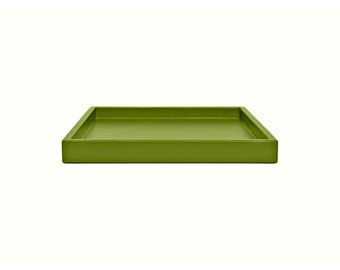 Vibrant Green Shallow Tray: Coffee Table Ottoman Decor - Moss