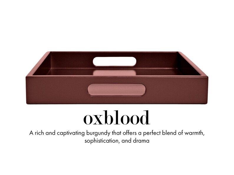 20 x 20 Square Ottoman Coffee Table Tray with Handles Oxblood