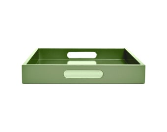 Sage Green Tray with Handles, Small to Large Sizes for the Coffee Table and Ottoman