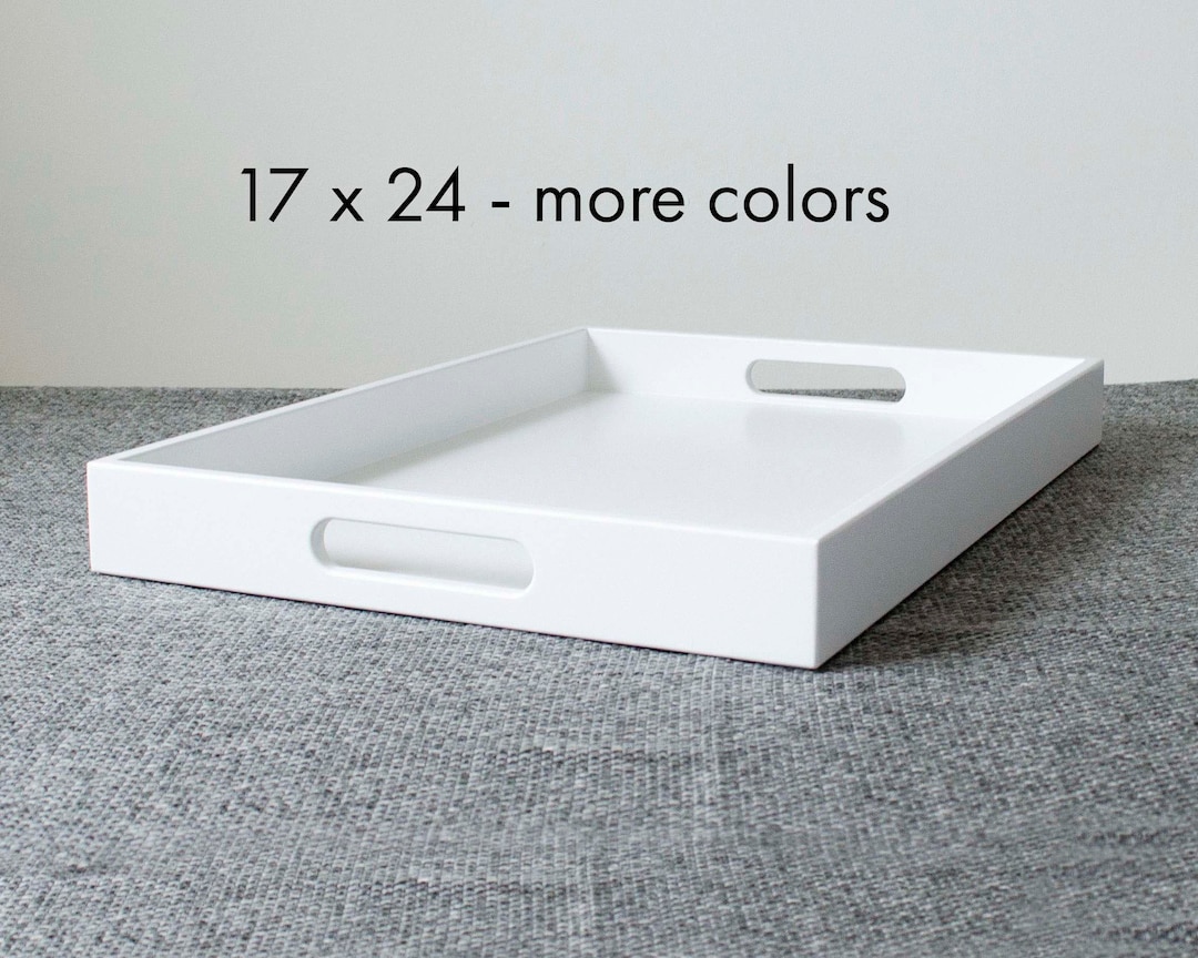 24 X 17 Large Rectangle Ottoman Coffee Table Tray With Handles Etsy