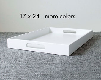 17 x 24 Large Rectangle Tray with Handles, Coffee Table Ottoman Tray