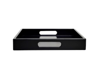 Black Tray with Handles, Small to Large Sizes for the Coffee Table and Ottoman