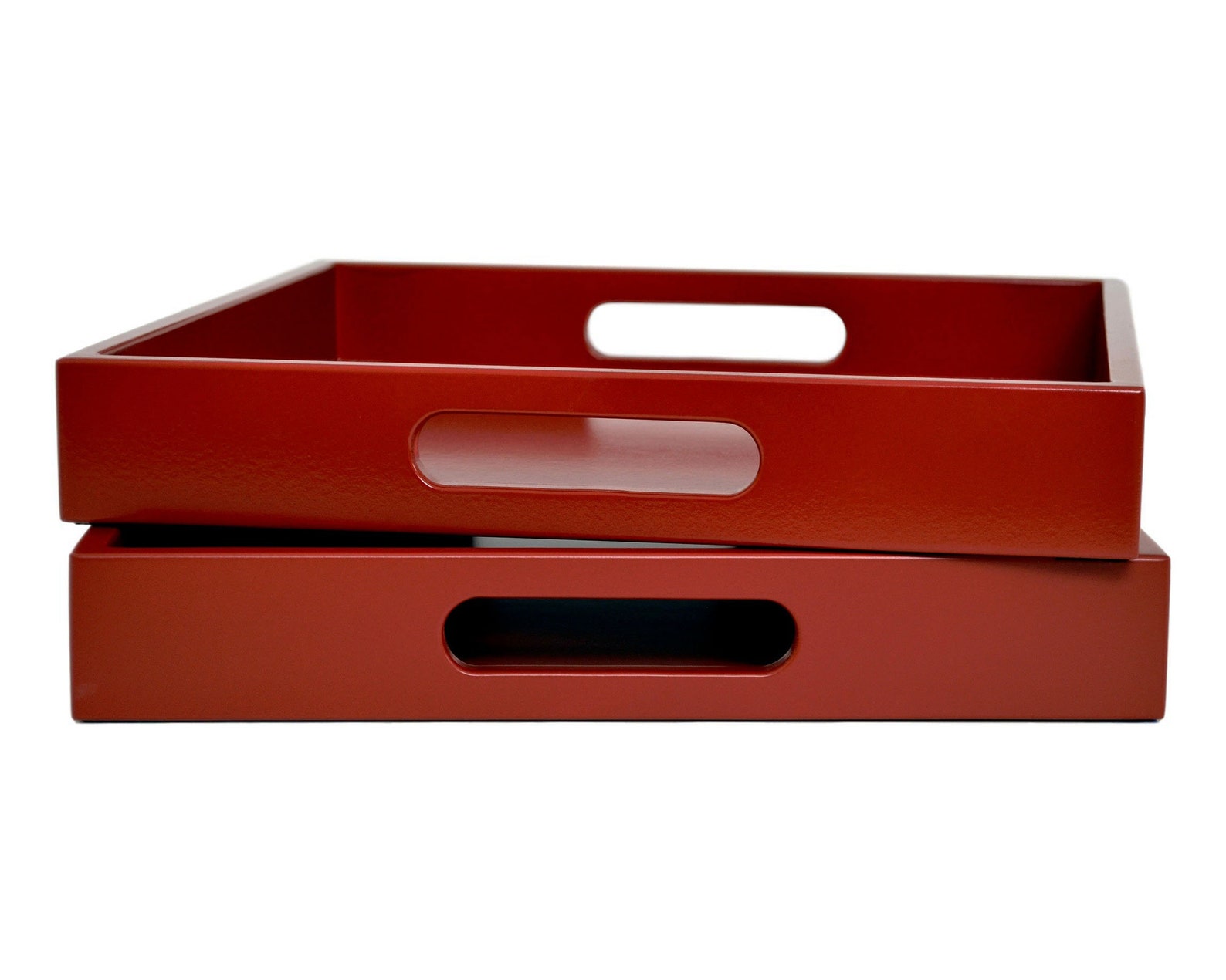 Dark Red Serving Tray With Handles Kitchen Decor Coffee Etsy