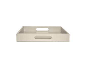 Light Taupe Tray with Handles: Coffee Table Ottoman Decor - Truffle