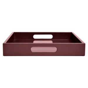 Earthen Mauve Pink Tray with Handles, Small to Extra Large Sizes for the Coffee Table and Ottoman