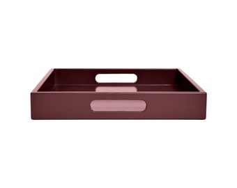 Earthen Mauve Pink Tray with Handles, Small to Extra Large Sizes for the Coffee Table and Ottoman