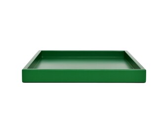 Green Shallow Tray, Small to Extra Large Sizes for the Coffee Table and Ottoman