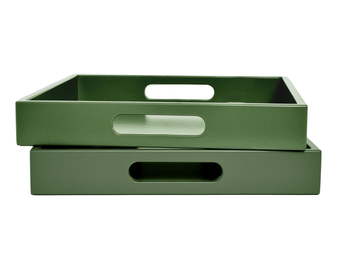 Soft Green Serving Tray With Handles Coffee Table Decor Etsy