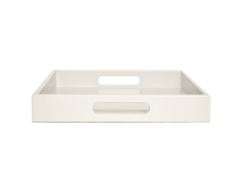 Bone Off White Tray with Handles, Small to Large Sizes for the Coffee Table and Ottoman