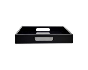 Black Tray with Handles: Ottoman Coffee Table Decor
