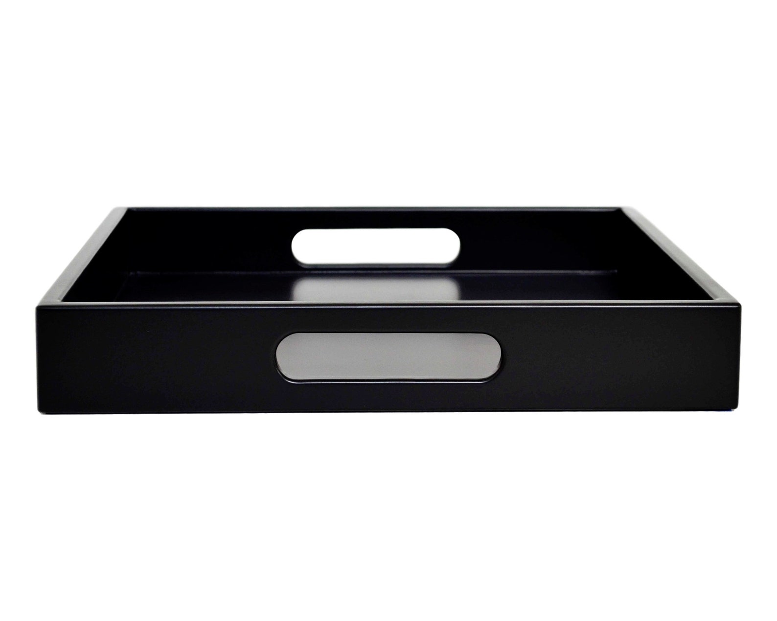 Black Ottoman Coffee Table Tray With Handles Lacquer Serving Etsy UK