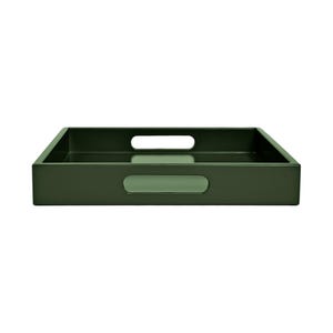 Forest Olive Green Tray with Handles: Coffee Table Ottoman Decor - Woodland