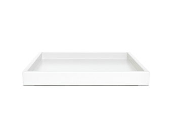 White Shallow Tray, Small to Extra Large Sizes for the Coffee Table and Ottoman