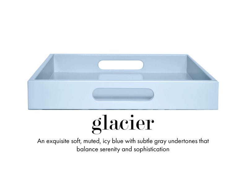 20 x 20 Square Ottoman Coffee Table Tray with Handles Glacier