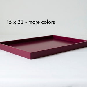 15 x 22 Ottoman Tray, Modern Coffee Table Decor, Shallow Rectangle Catchall Tray