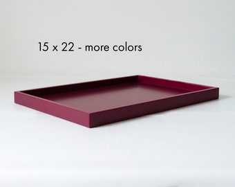 15 x 22 Ottoman Tray, Modern Coffee Table Decor, Shallow Rectangle Catchall Tray