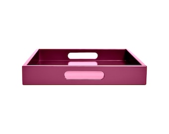 Orchid Pink Purple Tray with Handles, Small to Large Sizes for the Coffee Table and Ottoman