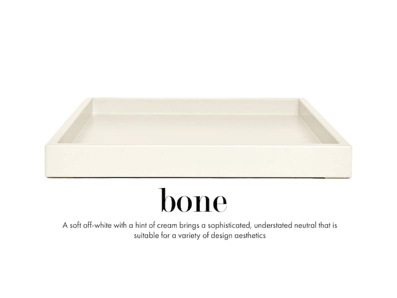 15 x 22 Shallow Rectangle Decorative Tray Bone