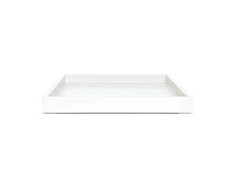 Bandeja blanca poco profunda: Decoración para mesa de centro otomana