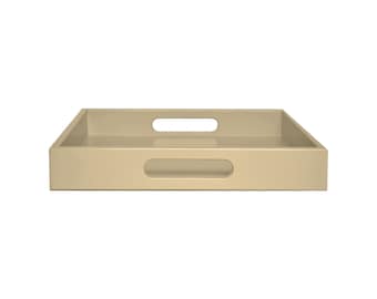 Shiitake Taupe Brown Tray with Handles, Small to Extra Large Sizes for the Coffee Table and Ottoman